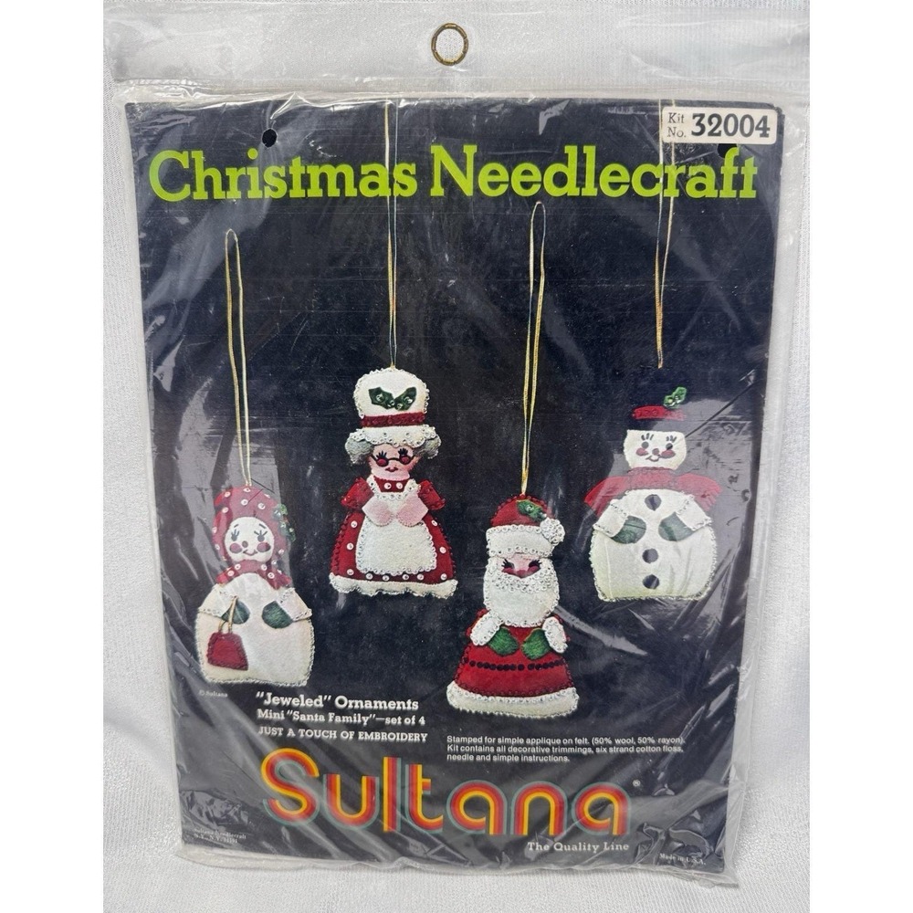 Ornaments Sultana Xmas Needlecraft Jeweled Mini Set 4 Santa Snowmen 32004 - New
